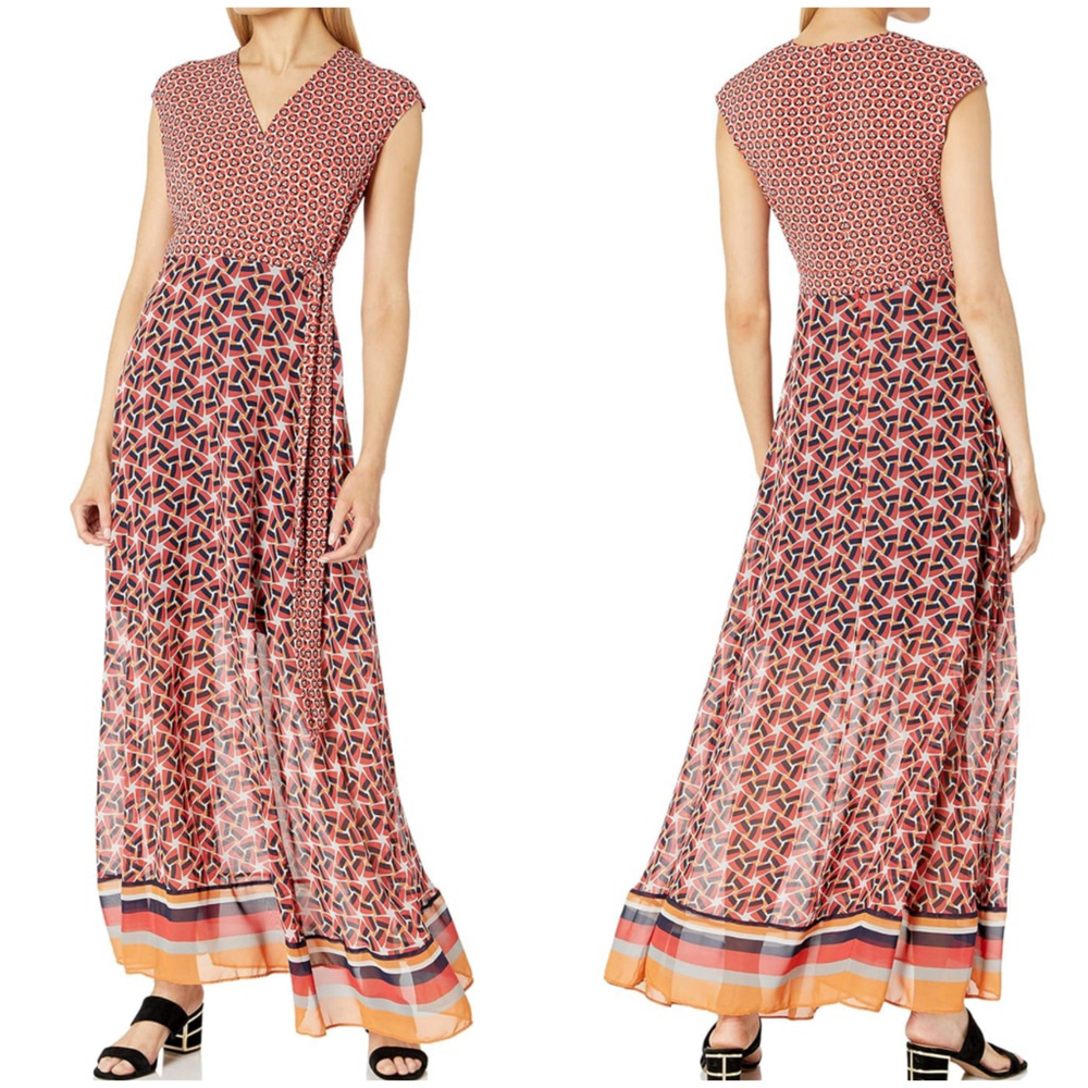 B02-Women's Just...Taylor Dress, Size 8, Red & Navy